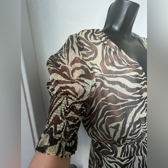 Walter Baker womens Brandi puff sleeve mini wrap dress animal print sz L - Picture 6 of 14